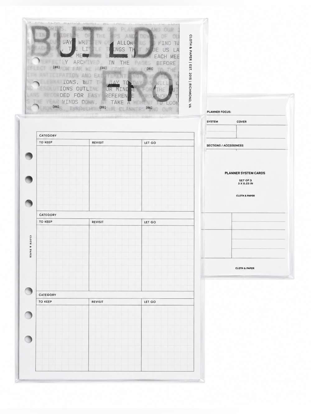 Cloth & Paper (C&P)‎ A5 Dashboard, A5 Declutter Inserts and Planner System Card